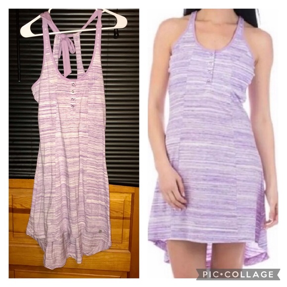 Medium Sundress Kira Avalanche Hi-Low Tank Tie Neck Adjust Snaps Lilac Yellow - Picture 1 of 8